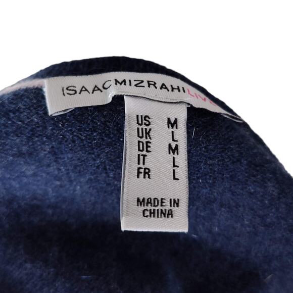 Isaac Mizrahi Live Cashmere Sweater M Blue Ruffle Hem Peplum Knit - Picture 9 of 10